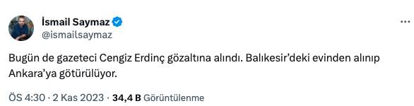 Gazeteci Cengiz Erdinç'in gözaltına alınmasına ilk tepkiler 7